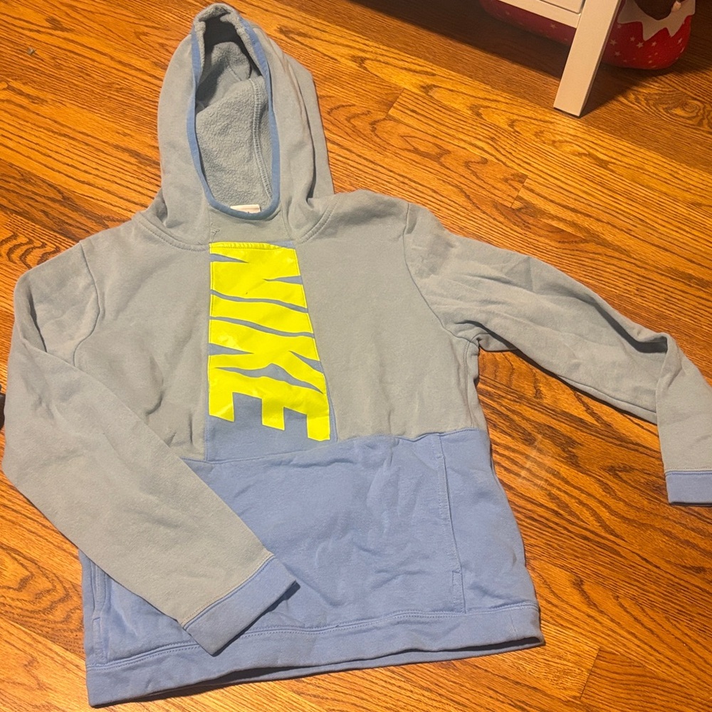 Nike Light Blue Hoodie with Yellow Logo